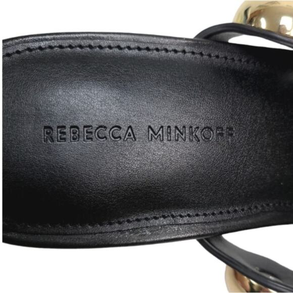 Rebecca Minkoff Annita Gold Studded Black Leather Slip-On Heels sz 8 - Picture 7 of 7
